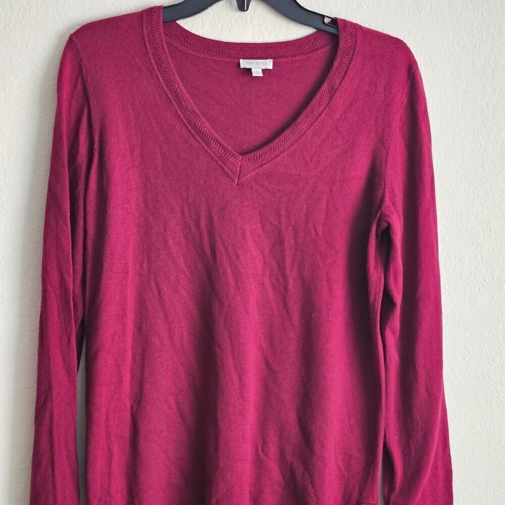 V Neck Red Talbot's Sweater Oversized Old Money Cashmere Luxury Cozy Tunic S